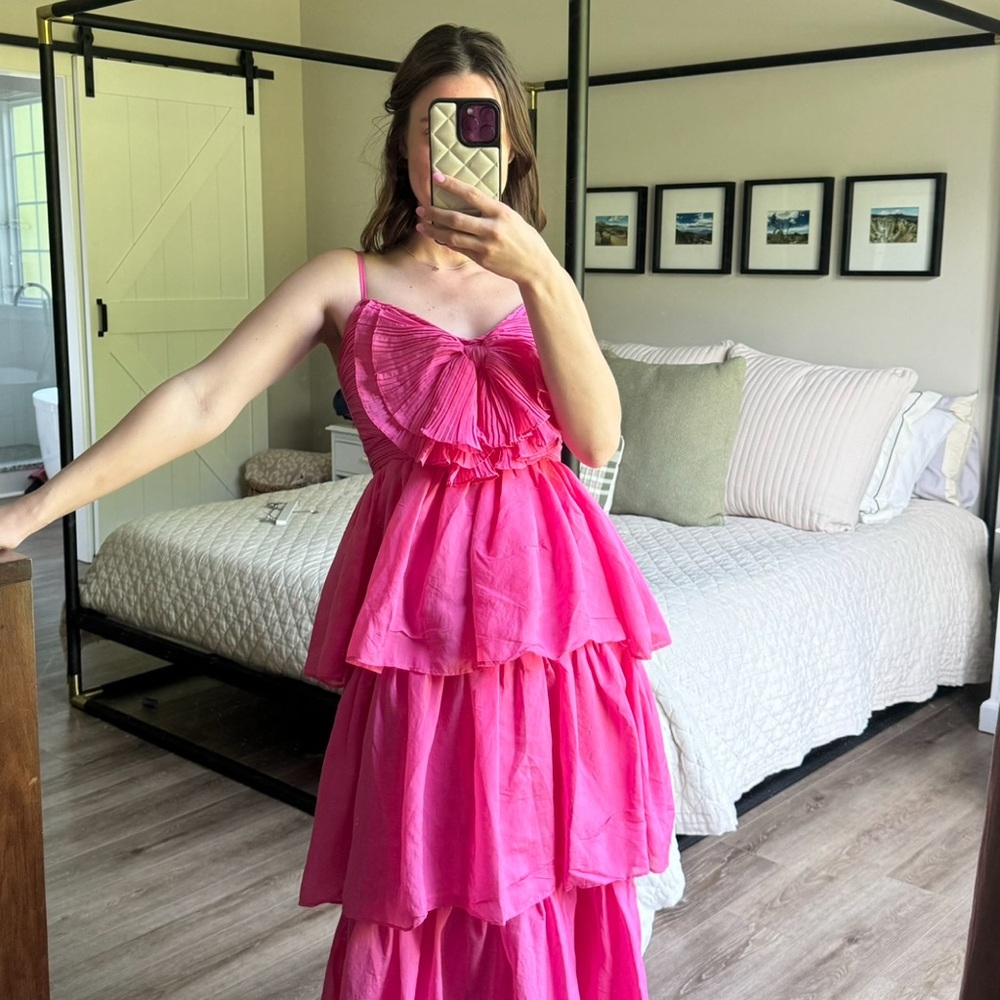 Vestique Pink Layered Maxi Dress